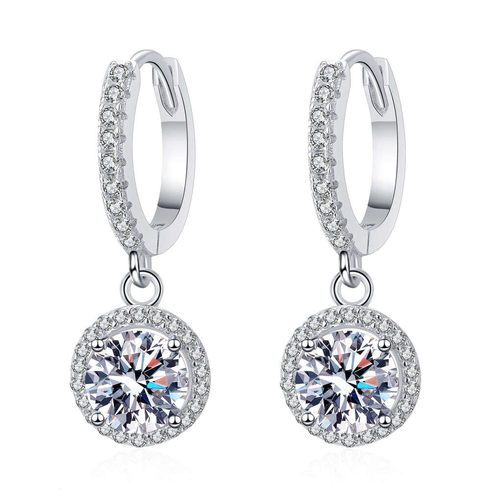 DHCollections-- Sterling Sier for Women Moissanite Round Hoop Earrings Plated with PT950 Gold Jewelry