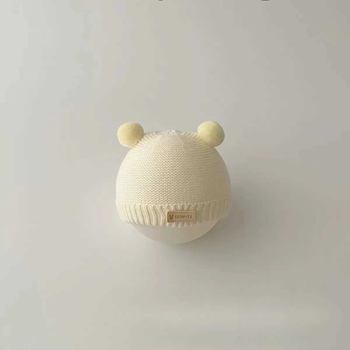 Double Pompom Baby Hat Winter Warm Knitted Beanie Cap For Newborn Solid Color Cute Cartoon Infant Boy Girl Woolen HatsL251024