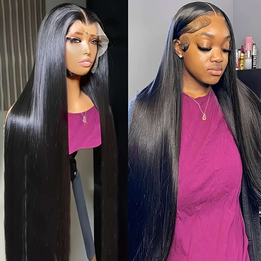 32" Long Black Lace Front Women - Pre-Plucked Hairline, Glueless Straight Synthetic Heat Resistant for Daily & Party Cosplay Use, Wig Accessories