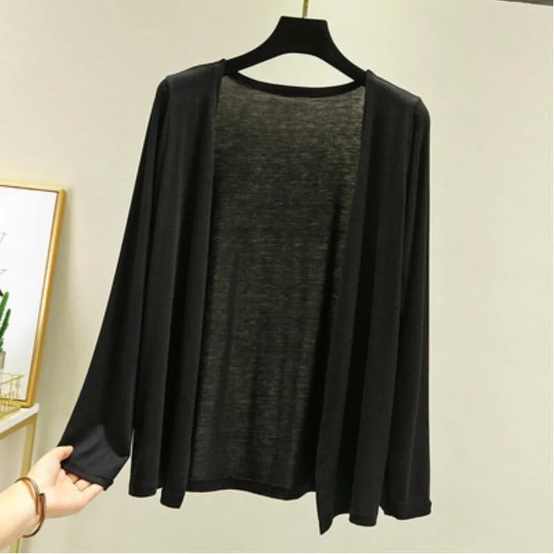 Autumn Summer Sun Protection Clothing Women Modal Cardigan Ladies Shawl Outerwear Female Long Sleeve Cardigans Women Thin Coat 251013
