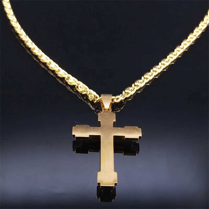 HNSP Stainl Steel Luxury Zircon Cross Necklace Pendant For Men Women Jewelry AccoriesXJ251024