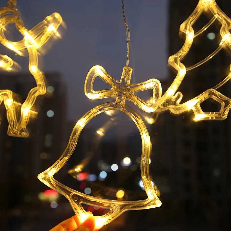 Christmas Ornaments Hanging LED Lights Bedroom Decoration Christmas Decorations Home Window Glass Decoration Warm Battery C251024