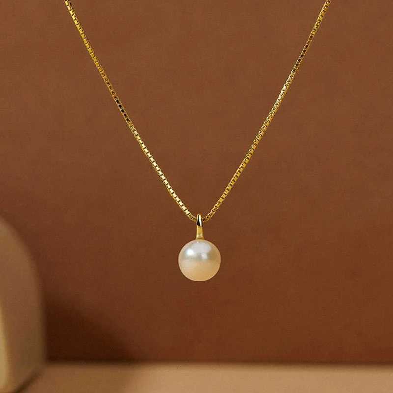 Huitan Simple Elegant Round Imitation Pearl Pendant Necklace for Women Silver ColorGold Color Daily Wear Wedding Tren JewelryXJ251024