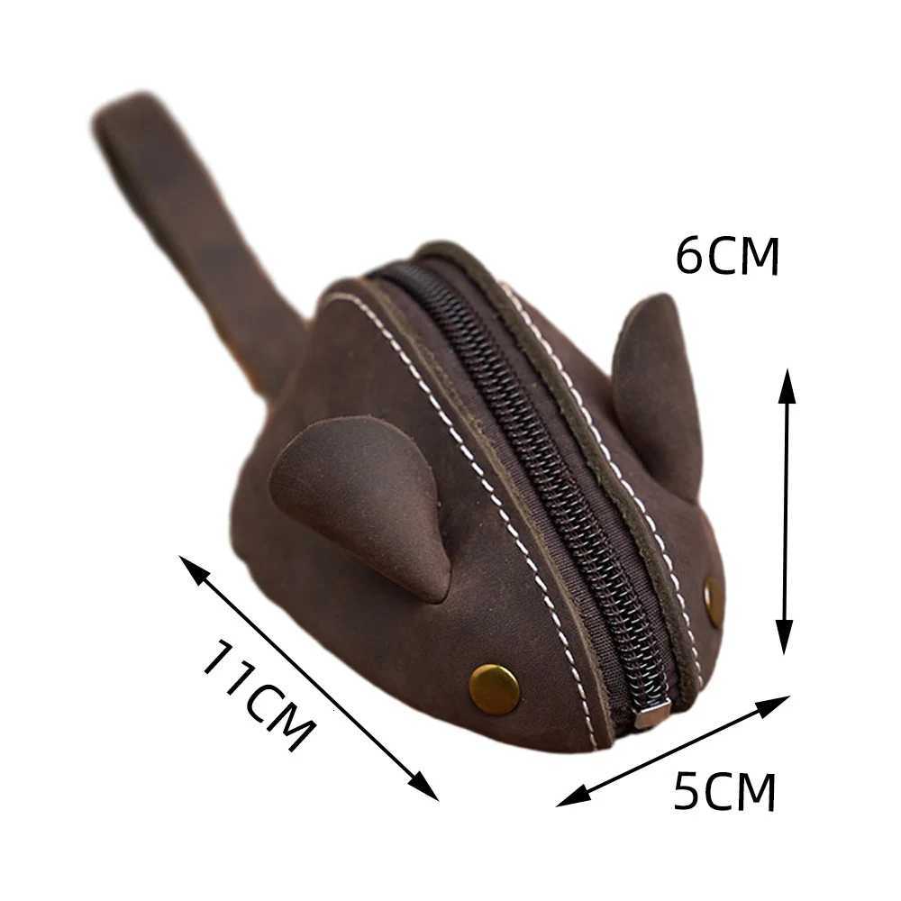 Genuine Leather Coin Purse Creative Cute Mouse Storage Bag Trend Zipper Pocket MenWomen Portable Wallets Childrens Key Bags Z251023