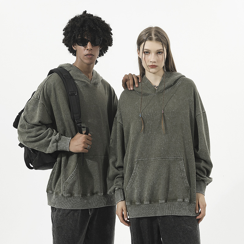 350g 80% Cotton Vintage Hooded Sweatshirt Designer Hoodie Jacket Tracksuit Men Polo Veste Coat Drop Shoulder Retro Washed Large Terry Hoodie Oversize