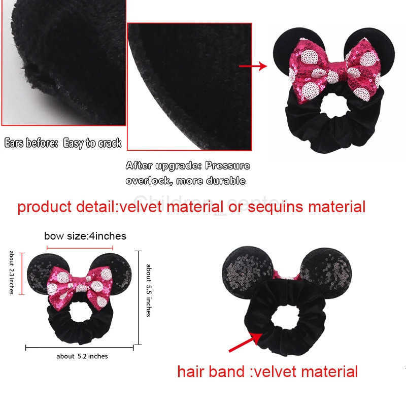 Disney Christmas Velveteen Ear Clip with Sparkling Sequin Bows - Perfect for Festivals & Trips