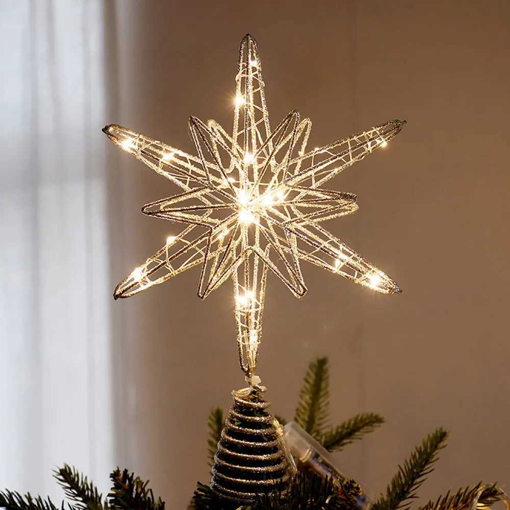 Christmas Tree Toppers Star With LED String Lights Ornaments For Christmas Home Party Decoration Festival Party New Year C251024