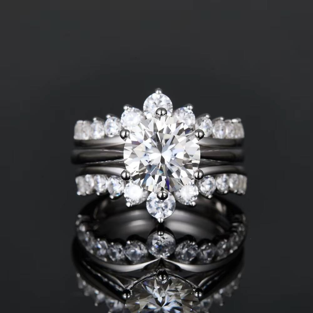 Luxury Wedding Moissanite Ring S925 Silver Set Jewelry Engagement Moissanite Ring Bezel Ring