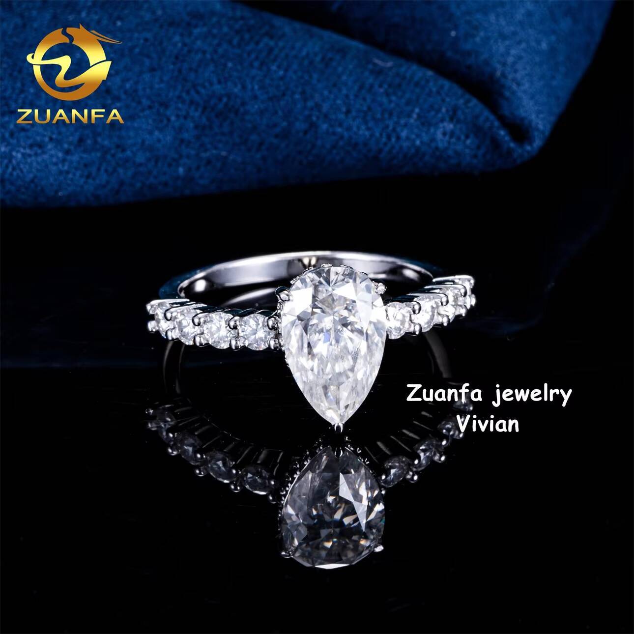 Fashion Sterling Silver 925 GRA Certificetation Iced Out VVS Moissanite Diamond Fine Jewelry Women Wedding Rings