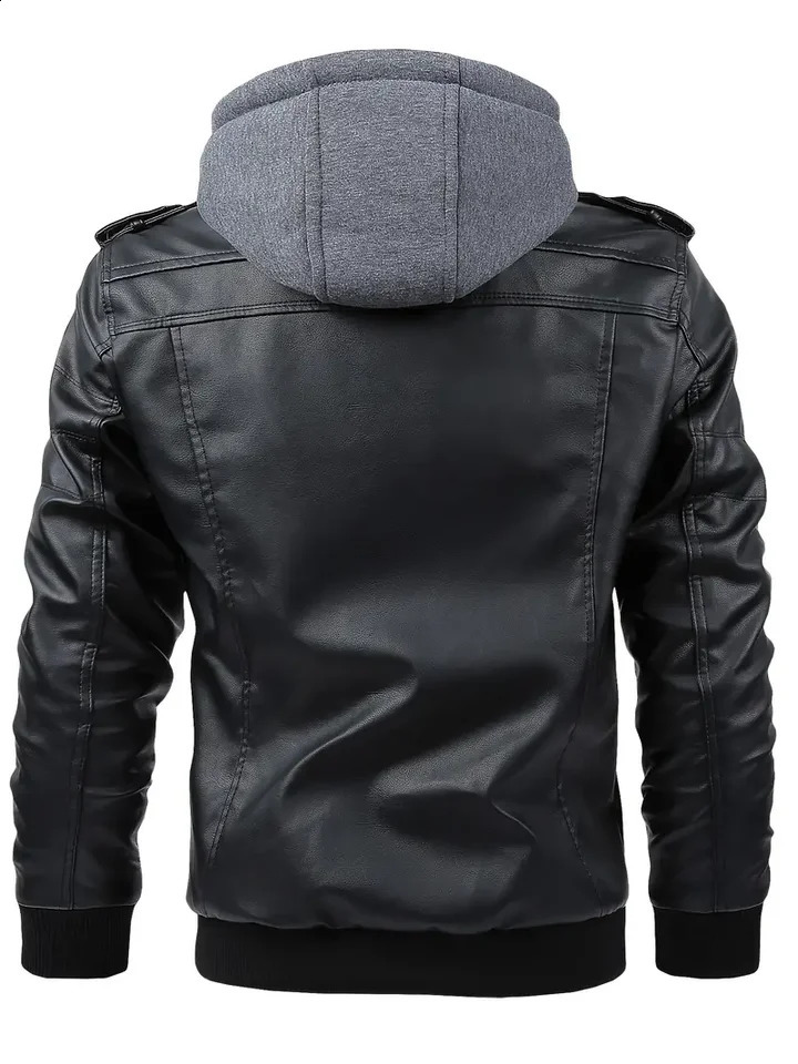 Motorcycle Leather Jackets Man Casual Fashion Motorcycle Coat Slim Fit Lapel PU Jackets Autumn Antiwind Leather Coat Male 251023