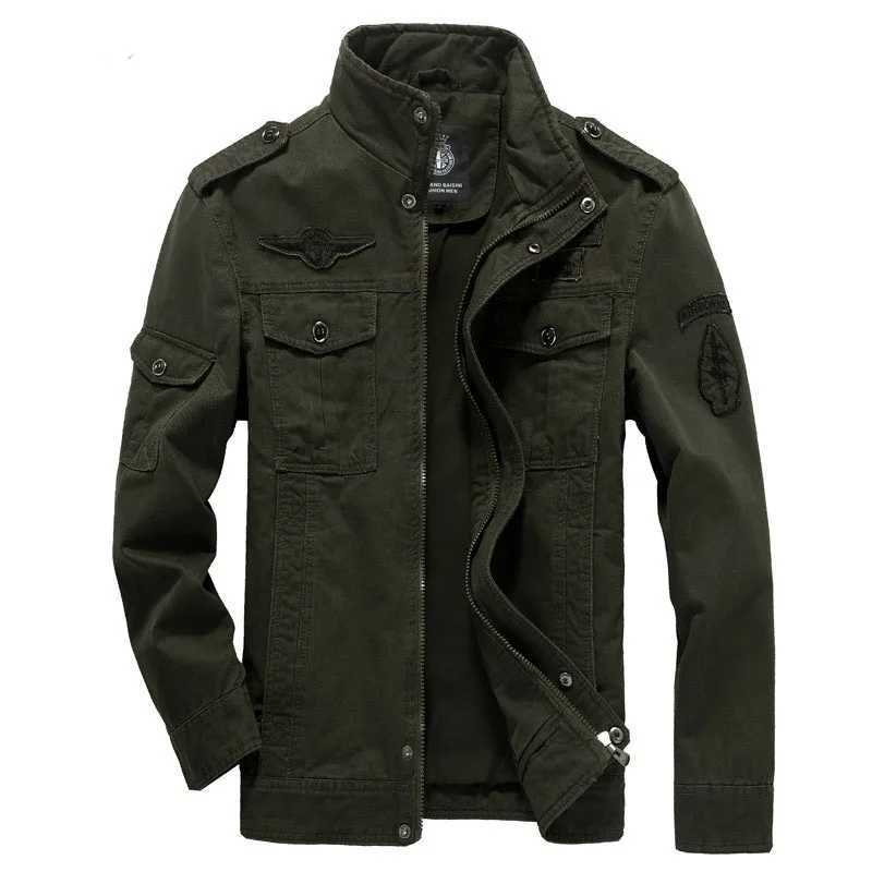 Highquality mens military jacket 2023 new multipocket collar embroidered sleeve pilot tooling plus size cotton jacket men Z251024