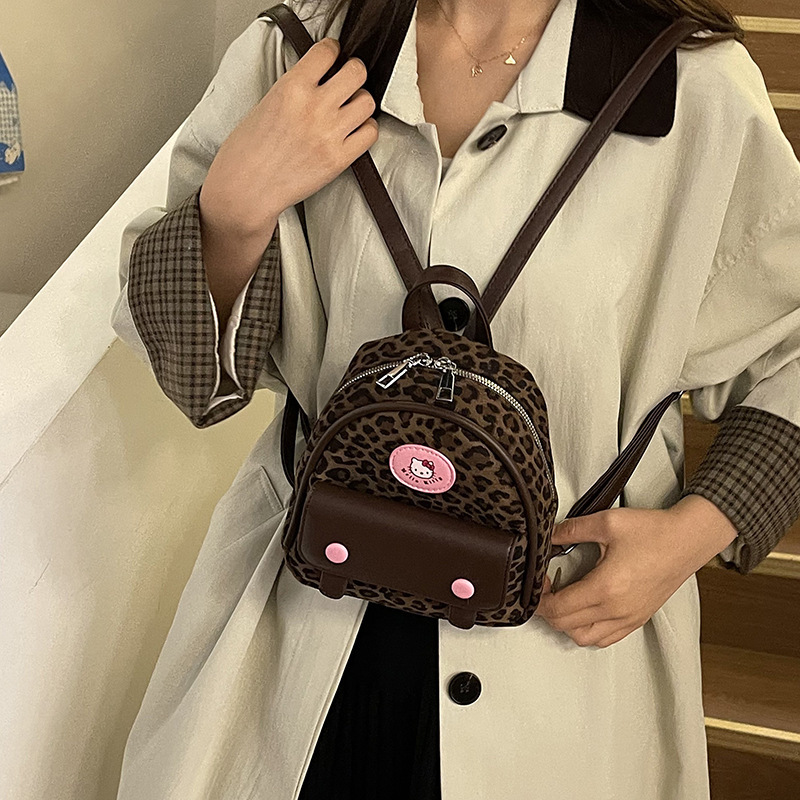 Autumn and Winter New Fashionable Retro Leopard Pattern Mini Backpack for Girls, Cute Family, Fashion Backpack Designer, Travel Backpack