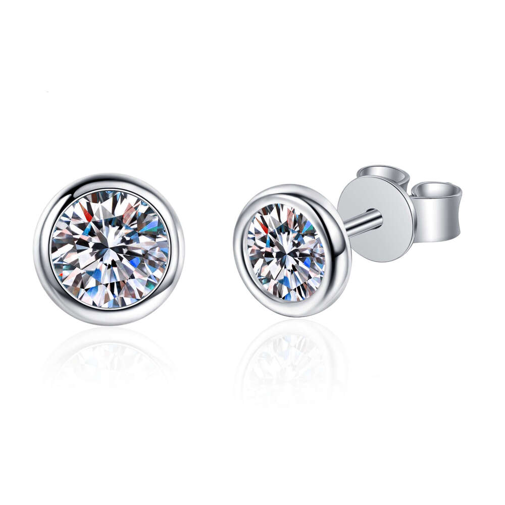 DHCollections-- Sterling Sier Plated PT950 Gold Earrings for Women, Elegant and Simple Moissanite Stone Earrings, Bubble Studs
