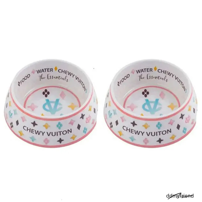 Pet Food Water Bowl Set With Mat - Anti-Slip Melamine Feeding Dish For Cats And Dogs, Wide Base Ddmyfriend