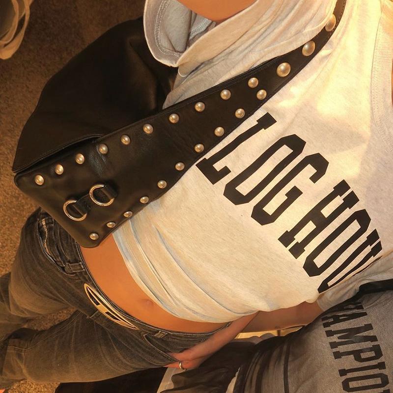 Rivet Bag 2025 Style Korean INS Niche Personality Retro Single Shoulder Crossbody Underarm Bag Black Commuter Bag
