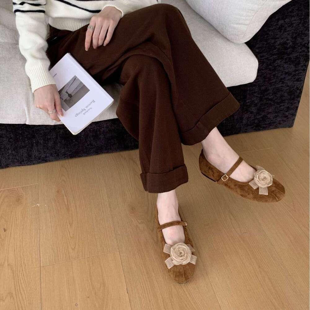 New Chinese Evening Style Height-Increasing Red Wedding Shoes One-Strap Mary Jane Designer Shoe Bow Ballet Flats for Women