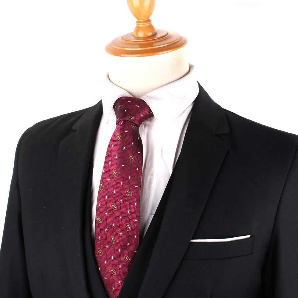 Mens Classic Striped Ties Jacquard Woven Wine Color Neck Tie Formal Party Gro Suit Necktie For Wedding Paisley Neck Ties Y251024