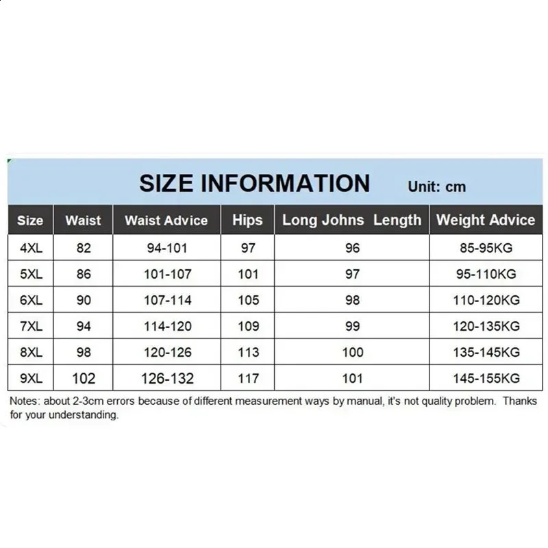 Mens Long Johns Cotton Underwear Plus Size 5XL 6XL 7XL 8XL 9XL 150KG Warm Slim Leggings Skinny Boxer Autumn Winter Render Pants 251018