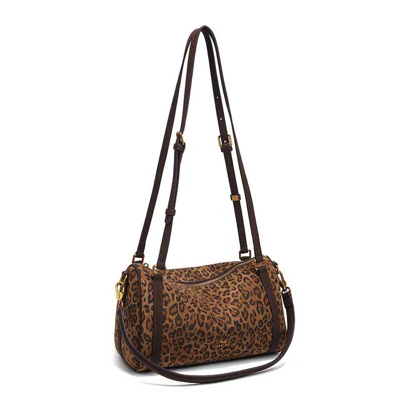 COCIO designer bag 2025 genuine leather new winter trendy and versatile boston bag large capacity fashionable casual shoulder bag for woman brown