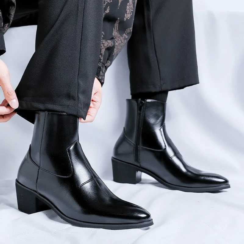 Brand Mens Boots Fashion Chelsea Boot Luxury Leather Botas Black Classic Business Dress Boots Casual Ankle Boots for Men Botas W251024