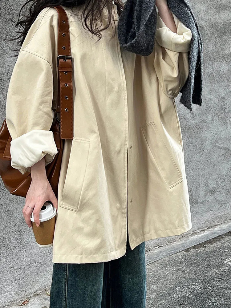 LANMREM Temperament Short Trench For Women Lapel Single Breasted Solid Color Pockets n Coat Spring 2Z2225 251021
