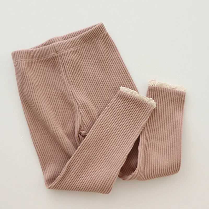 Spring New Children Cotton Ribbed Leggings Baby Girl Solid Lace Tight Pants Toddler Stretch Pants Kids Casual Versatile TrousersT251024