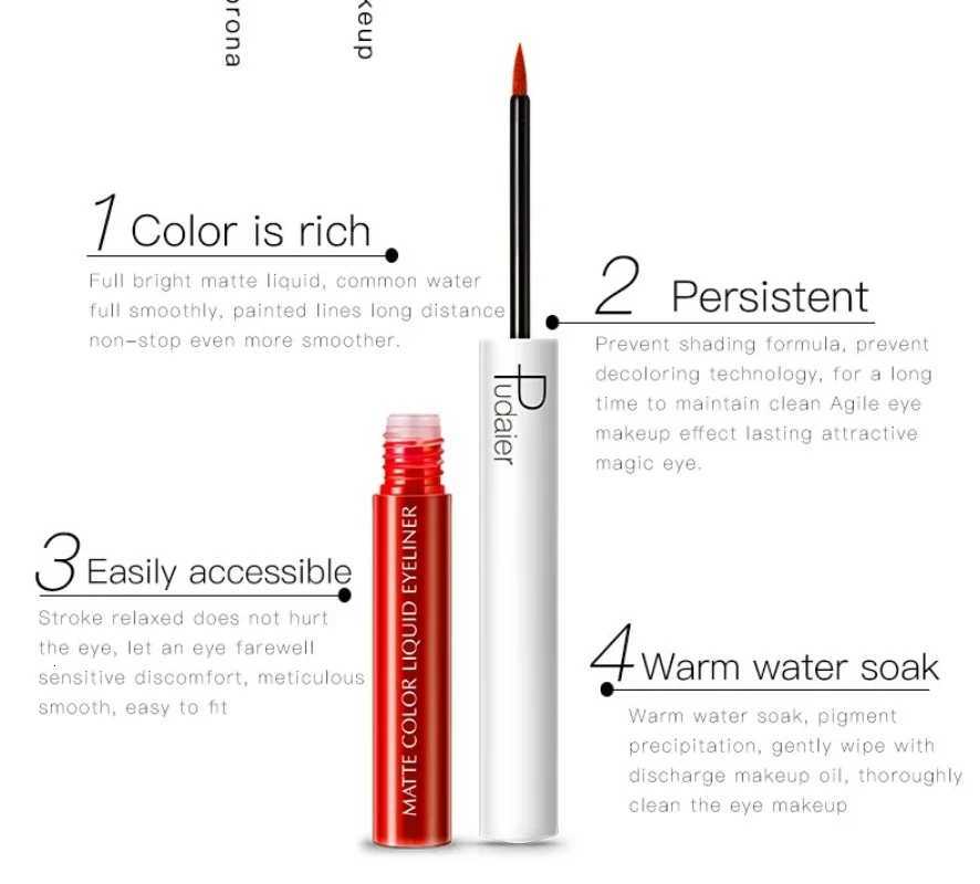 Free Shiping Matte Quick Drying High Pigment Eye Liner Pen Makeup Colorful Liquid Eyeliner Waterproof Long Lasting Liner PencilL251024