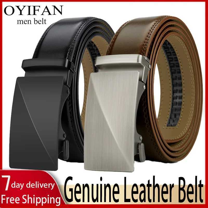 OYIFAN Brand Leather Belts for Men 115cm145cm Automatic belt with ratchet strap Top quality belts luxury belts for men W251024