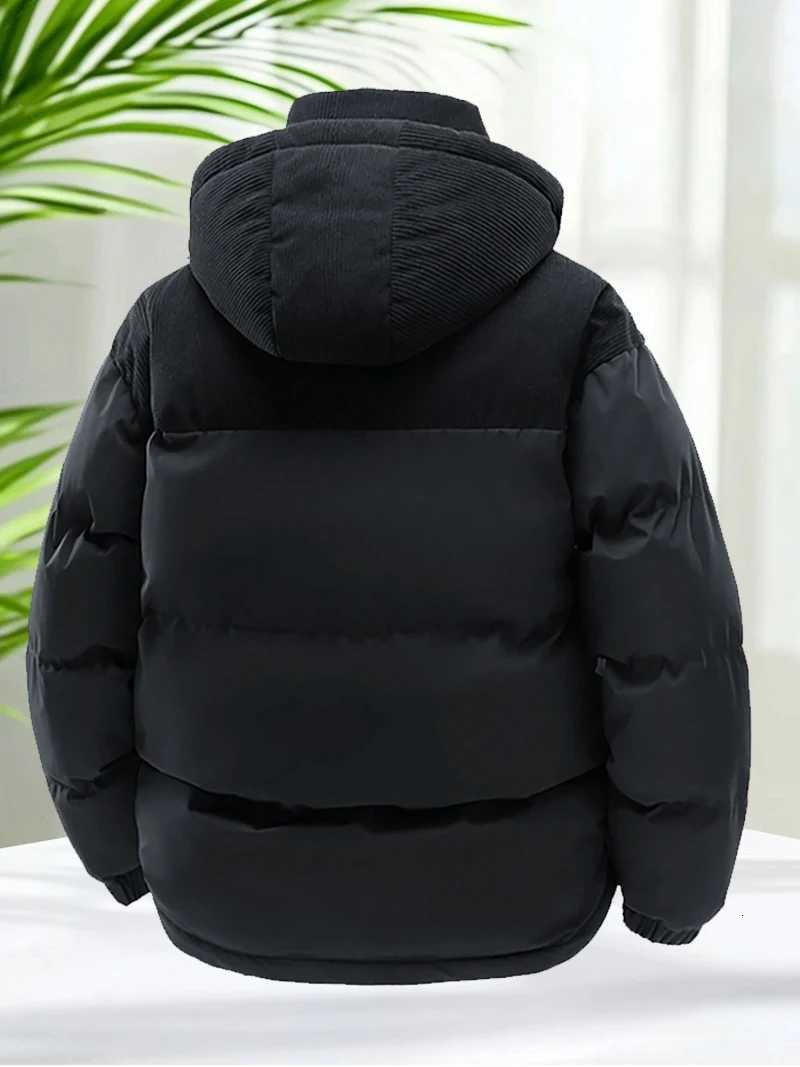 Mens Winter Puffer Jacket Cotton Padded Warm Hooded Windbreaker Coat Outdoor Casual Thick Parka for Cold Weather Streetwear Z251024