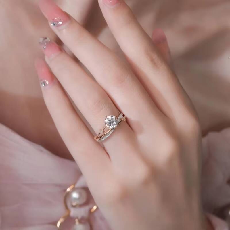 Luxury 05 1ct VVS Ice Cut Diamond Engagement Moissanite Rings StarMoon S925 Silver for Women Wedding Jewelry