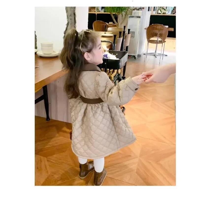 Children's Coats Girls' Cotton-padded PU Leather Clip Cotton Padded Medium Long Winter Coat Clothes for Girls ddmyshoesvip