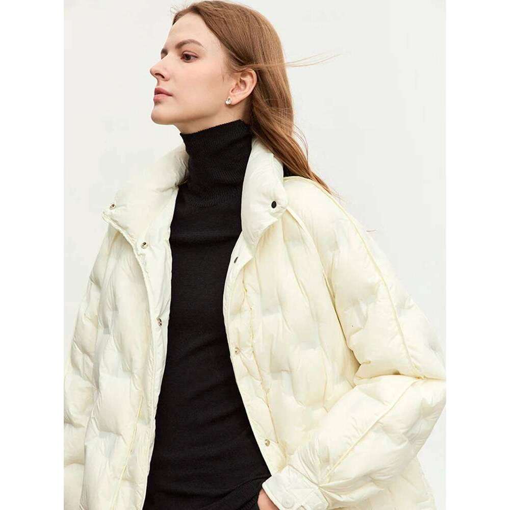 2025 Winter Down Coats Women New Warm Stand Collar Loose Raglan Sleeve Office Lady Long Jackets Coats Designer Women