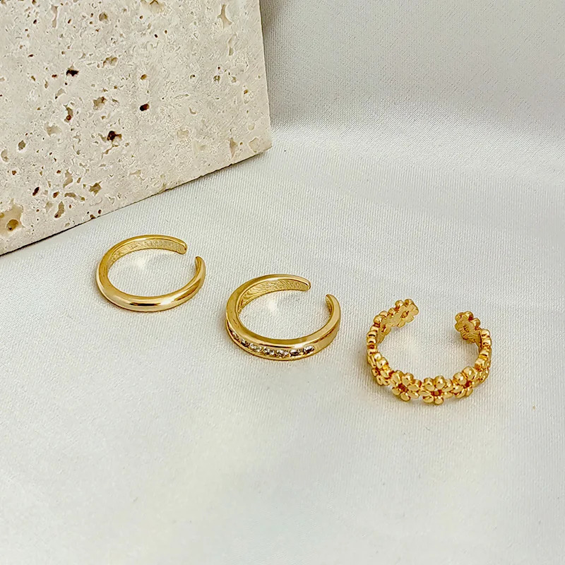 3pcs Gold Plated Zircon Toe Ring for Women Girls Classic Adjustable Fashion Summer Beach Foot Jewelry 251014
