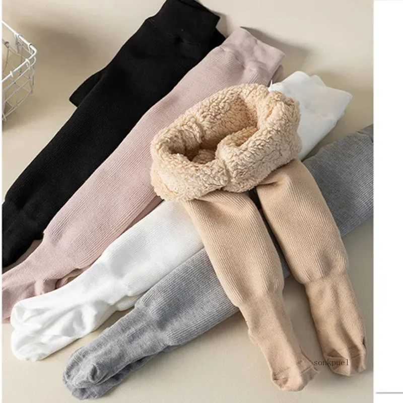 Fleecelined Girls Leggings Autumn Winter Childrens Tights Warm Lamb Fleece Solid Color Kids Boys Baby Tights InfantT251024