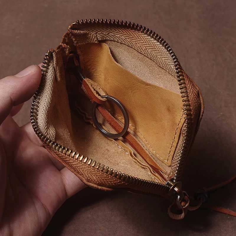 GURO High Quality Genuine Leather Home Car Key Bag Retro Men Handmade Top Cowhide Coin Purse Women Zipper Mini Wallet Card Holde Z251023