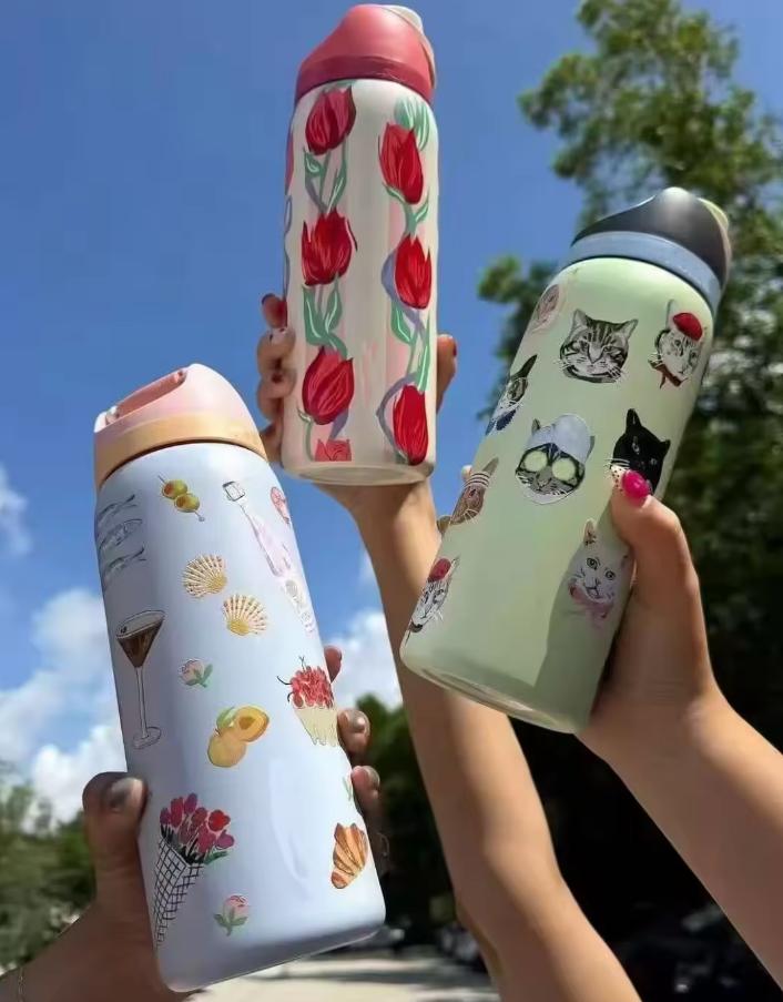 DHL 24OZ 32OZ Insulated Stainless Steel Water Bottles with Straw BPA-Free Sports Outdoor Drinking Tumblers Travel Car Mugs