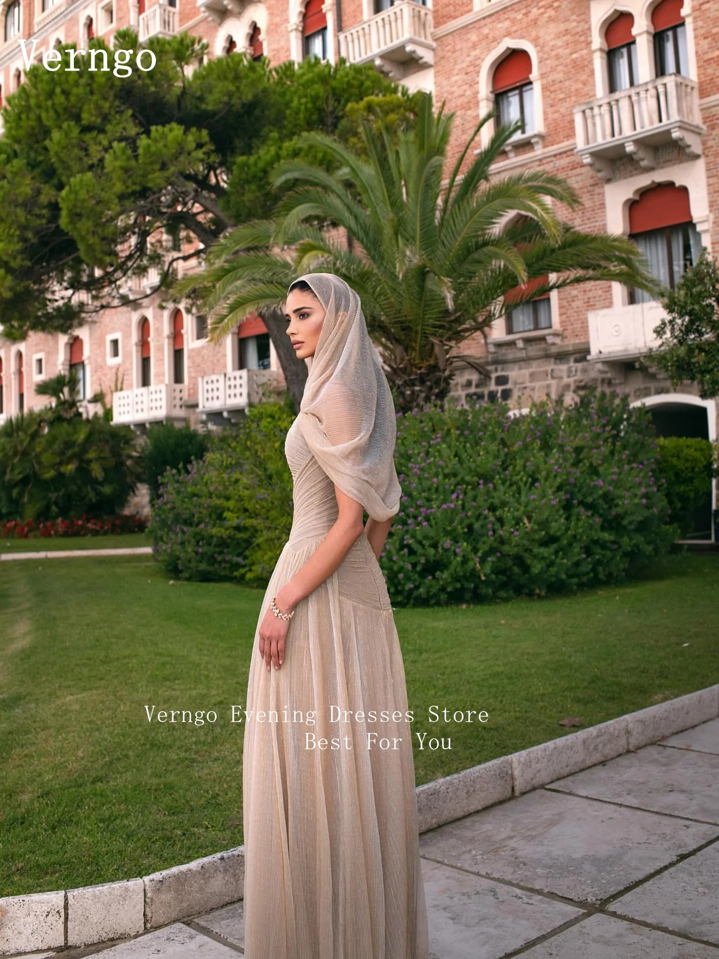 Verngo Shiny Off The Shoulder Evening Dress Elegant A Line Formal Occasion Dresses Celebrity Pleated Party Gowns Customized 251023