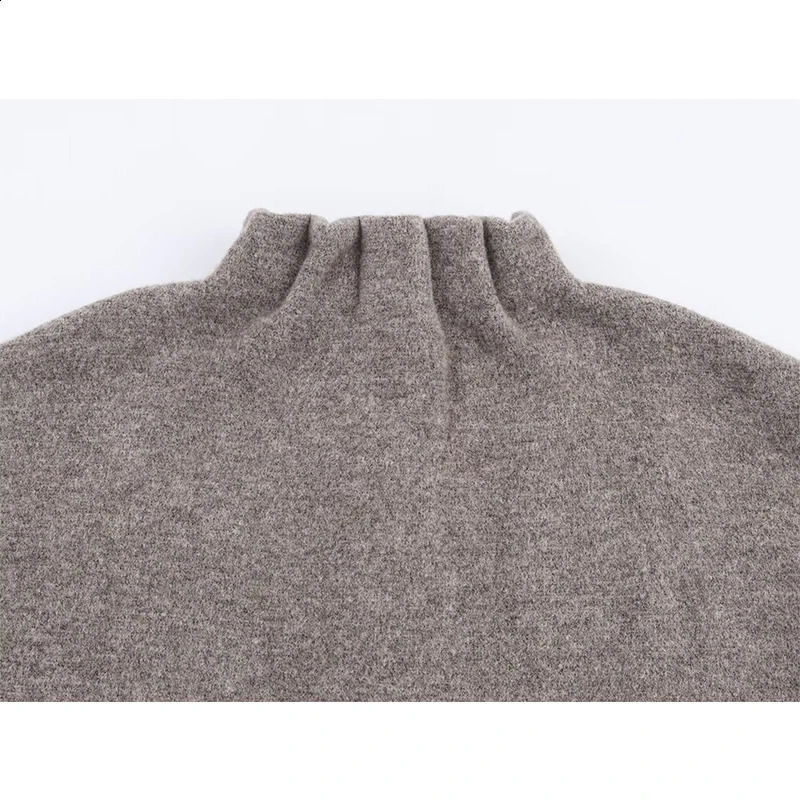 YENKYE Gray Knit Bomber Jacket For Women Lantern Sleeve Stand Collar Casual Autumn Winter Coat 251018