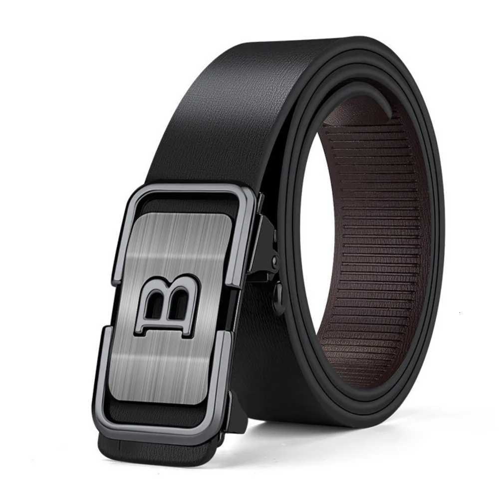 New Fashion Mens Belt Toothless Automatic Buckle Belt Alloy Letter Button for Business Fashion High Quality Mens Strap W251024