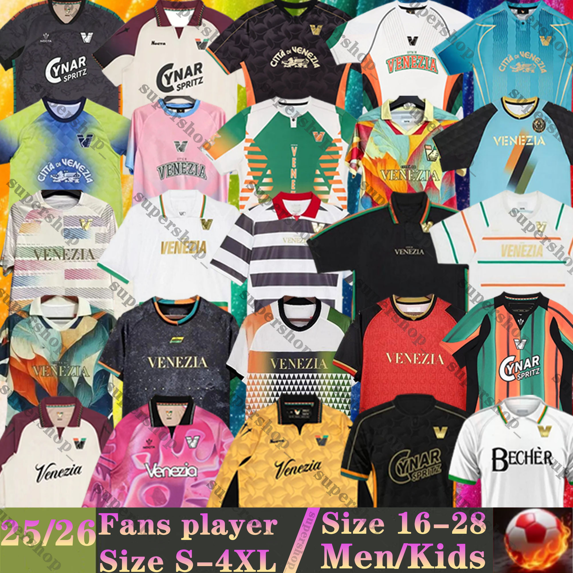 24 25 26 Venezia fc Soccer Jerseys BJARKASON DOUMBIA YEBOAH DUNCAN SAGRADO 2025 2026 home Men Uniforms KIKE PEREZ BUSIO LELLA Goalkeeper Long sleeves Football Shirts