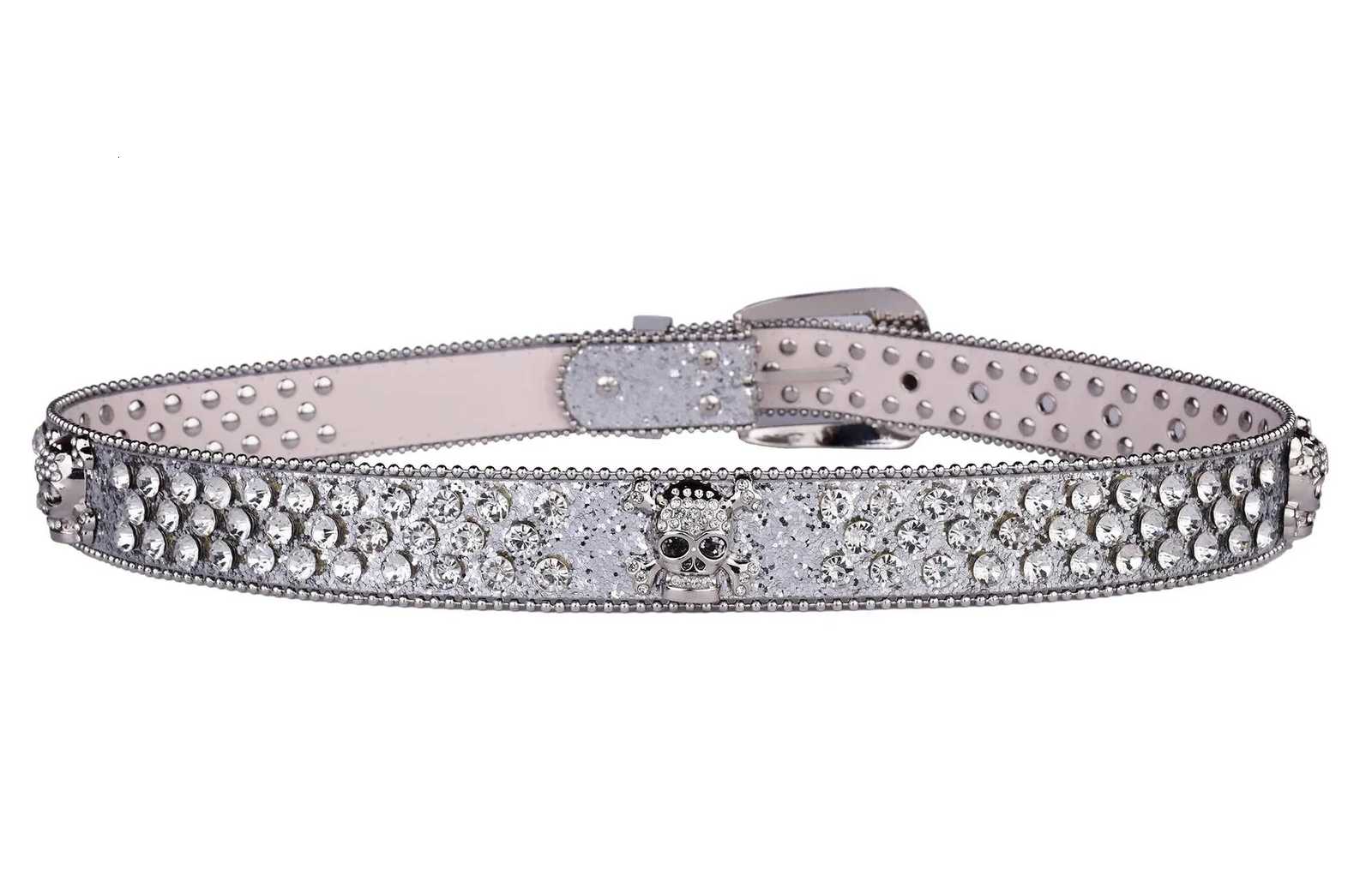 Rhinestone SkullBelt Western Cowgirl Belts For Women Girls Studded PU Leather Country Belt W251024