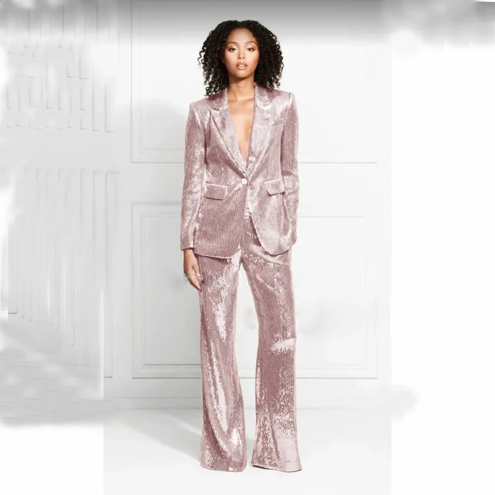 Womens Suit 2piece Woman Elegant Chic Sequined Ven in Matching Groups Of Pant Blazer Suit Lady Sets Prom Clothes 251023