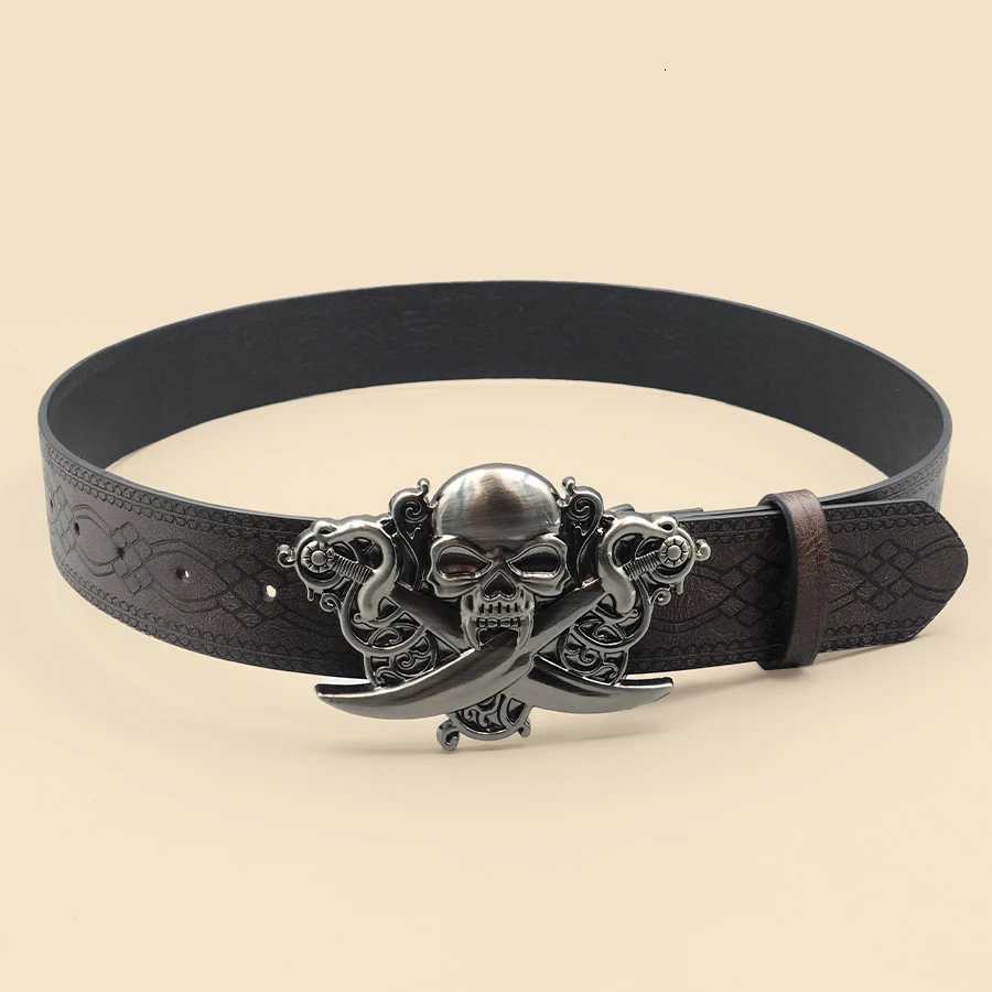 Brown Skull Unisex Waist Belt Street Style Retro Belt Can Be Paired with Jeans Dresses Suits Shirts W251024
