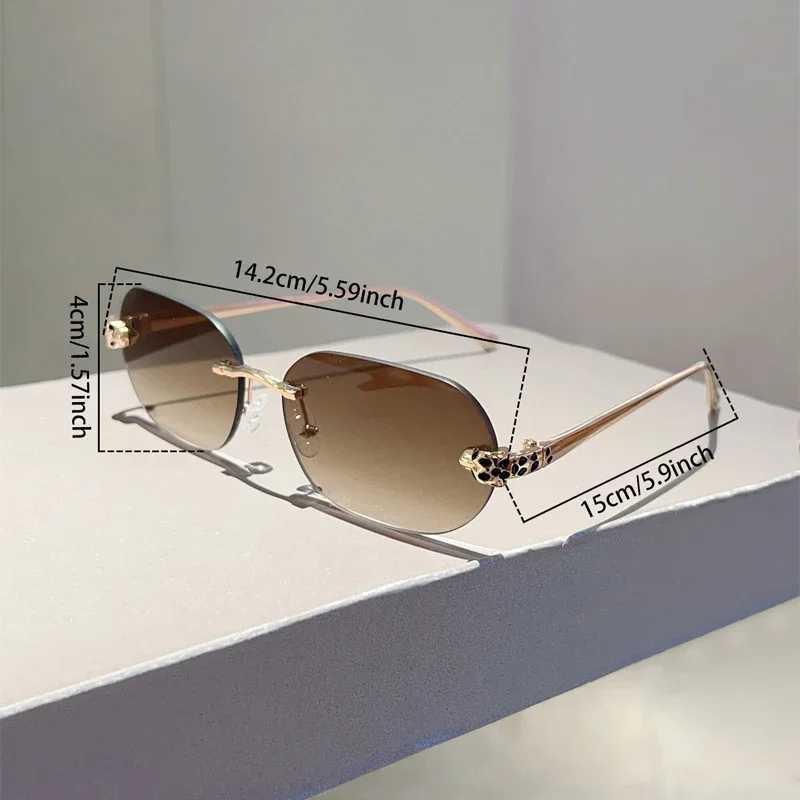 KAMMPT Rimless Oval Sunglasses Men New Fashion Vintage Gradient Casual Shades Women Trendy Luxury Brand Design Decor Sun GlassesT251024