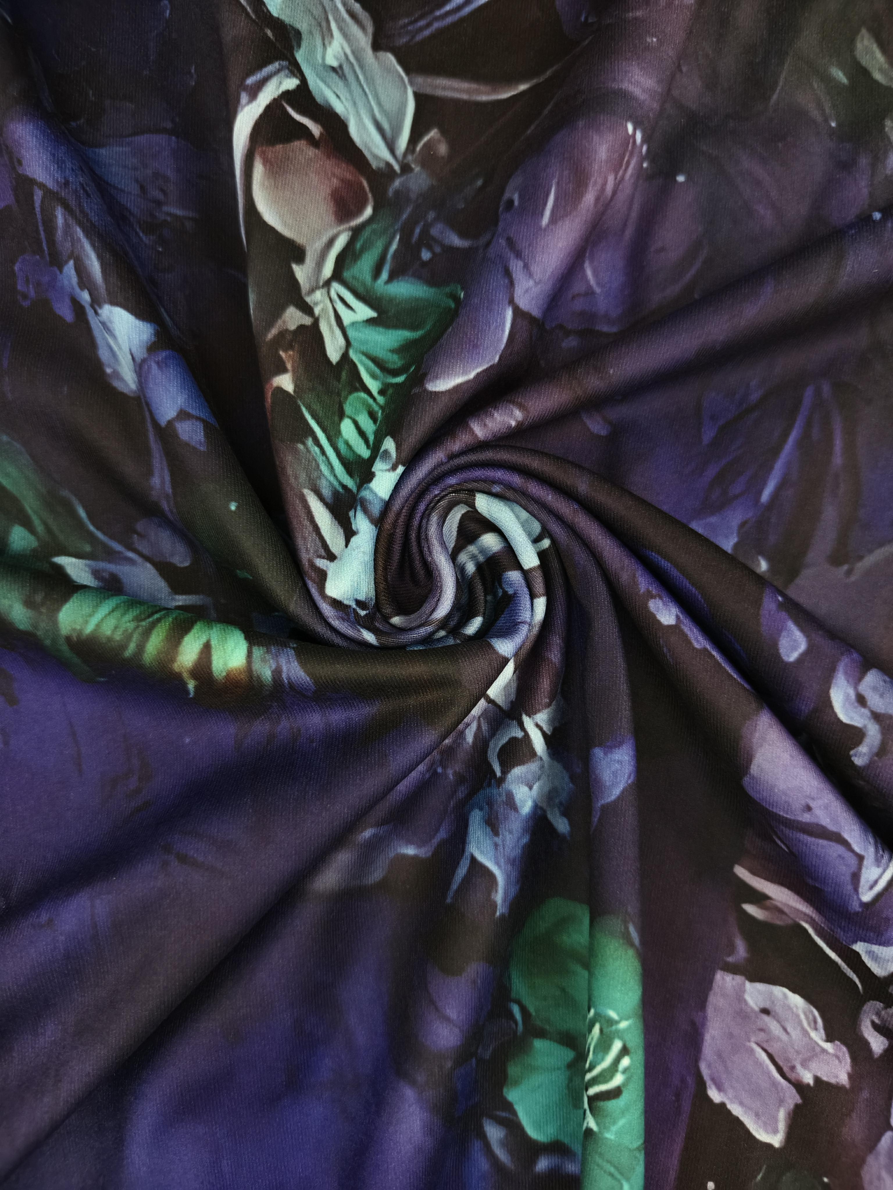 Autumn Winter New Women's Floral Printed Long Sleeve T-Shirt, Milk Silk Casual Loose Top, S-XXL Mixed/Dark Green--CF41374