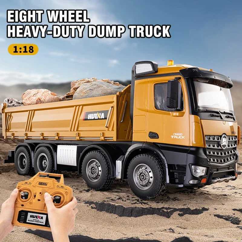 Huina Large 50Cm Rc Dump Truck 1536 12Ch 114 Alloy Remote Control Engineering 8Wheel HeavyDuty Dump Truck Cargo Model Boy Gift W251114