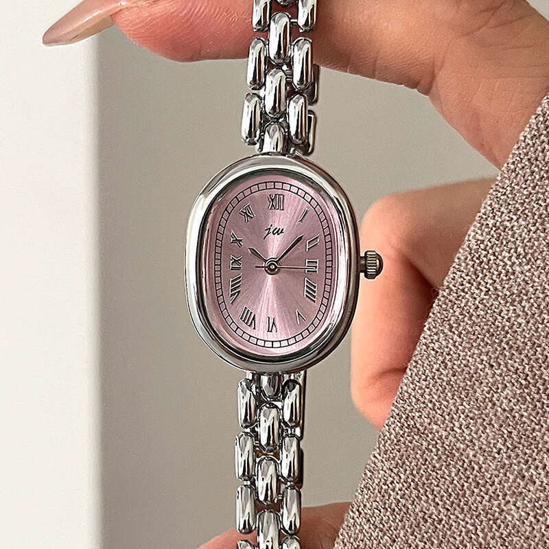 Light Designer Luxury Classic Elegant Oval Women's Bracelet Watch Whitening High-end Feel Wristwatch silver