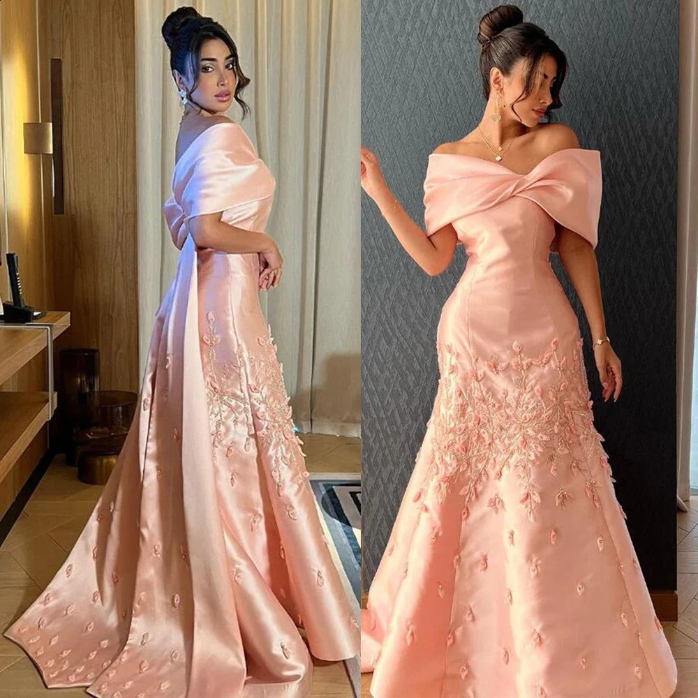 Customized Exquisite Off Shoulder Prom Gown Aline Satin V Neck Evening Party Dresses Sexy Backless Banquet Party Dress for Wome 251023