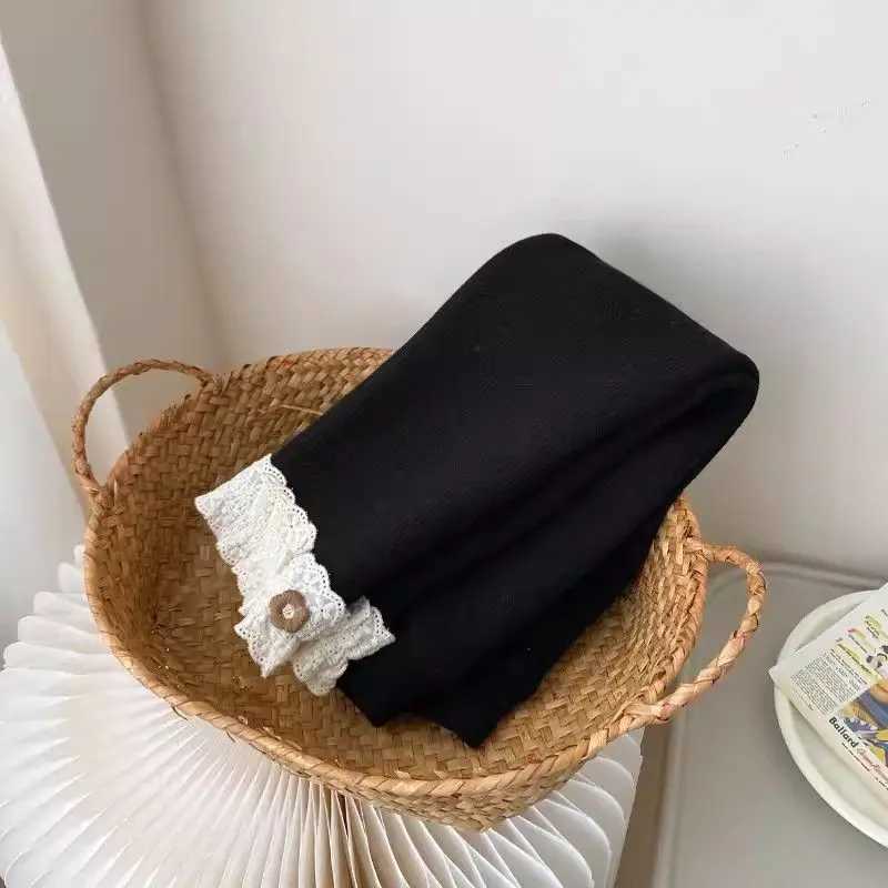 Korean Style Leggings for Girls Fleece Lined Winter Warm Ruffle Trim Stretchy Toddler SkinFriendly PantsT251024