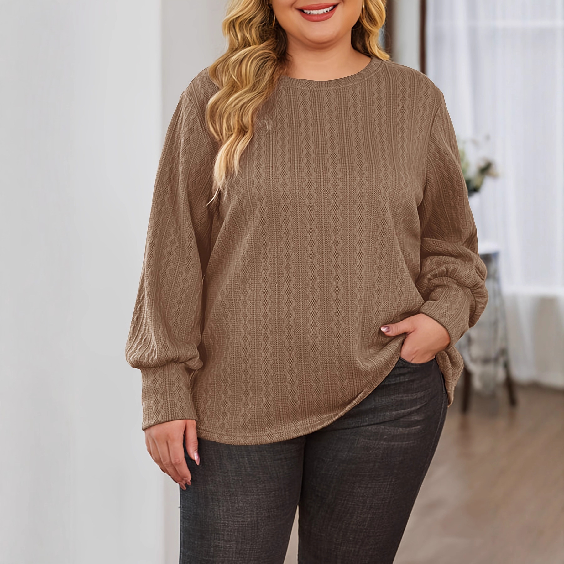 2025 Autumn and Winter Long Sleeve Round Neck Fashion Casual Solid Color Knitted Sweater Hoodie